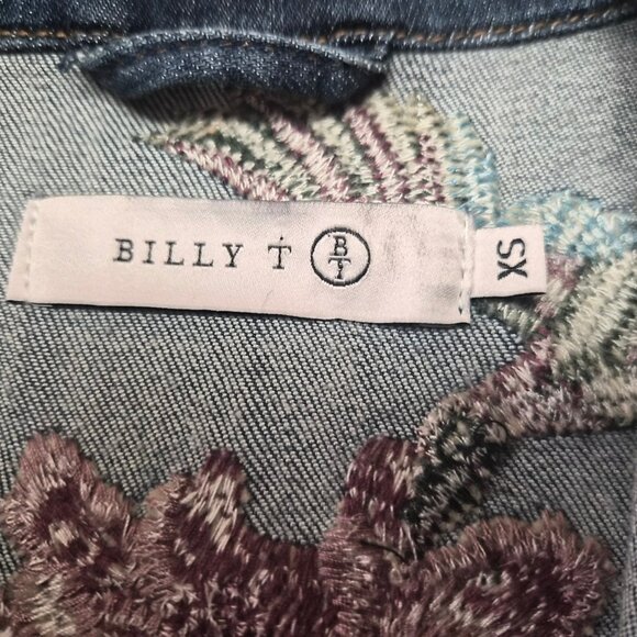 Billy T Embroidered Denim Jacket XS Artwear Rock Chic Boho Festival Statement - Picture 5 of 6